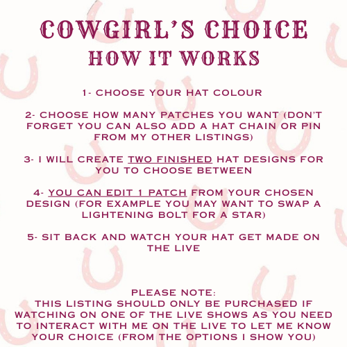COWGIRL's CHOICE- Choose from 2 finished designs